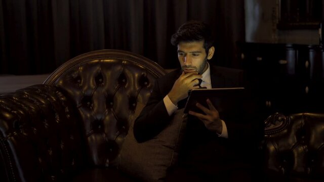 Businessmen are working on computers to communicate with colleagues. Work from home.