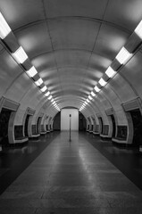 Subway station tunnel interior of modern with geometric design