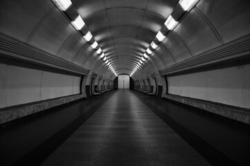 Subway station tunnel interior of modern with geometric design