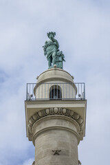 Monument aux Girondins with two 21-metre rostral columns (1829), fountain at place des Quinconces. Bordeaux, France.