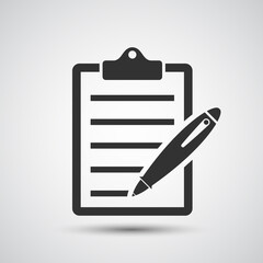Clipboard and pen icon