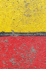 Old Weathered Half Yellow Half Red Painted Concrete Texture	