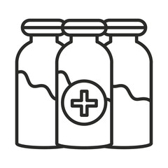 vaccine research science medical vials for injection line icon