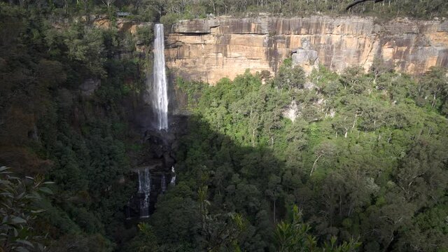 zoom in on fitzroy falls from jersey lookout at morton national park in the nsw southern highlands of australia