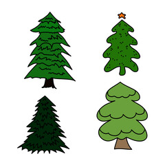 Cartoon abstract christmas trees vector set