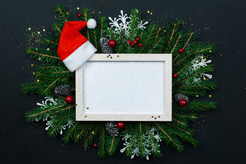 Christmas frames mockups for greeting cards on a black background.