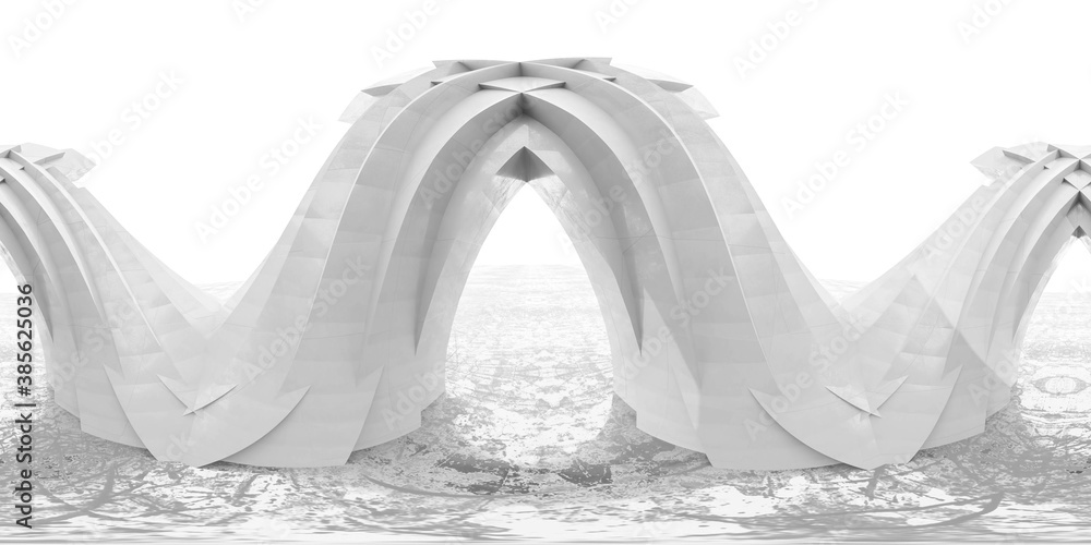 Poster abstract 3d equi rectangular 360 panorama hdr vr style modern design neo gothic architecture environ