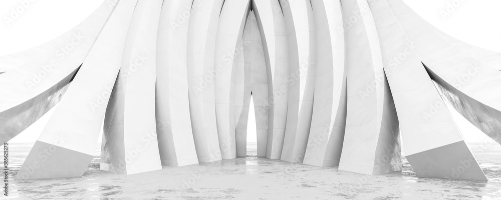 Poster white gothic neo classic architecture arch modern design abstract background 3d rendering illustration