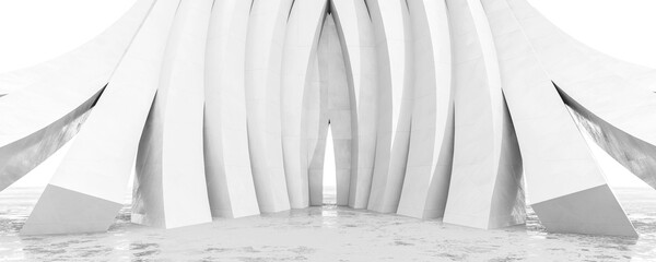 Obraz na płótnie Canvas white gothic neo classic architecture arch modern design abstract background 3d rendering illustration