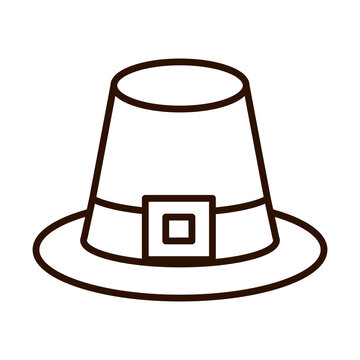 pilgrim hat traditional line icon style