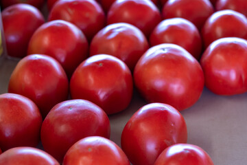 High angle View of Red Tomato's in the Farmers Market