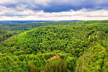 Fototapeta na wymiar some Hunsrück hills on germany from above