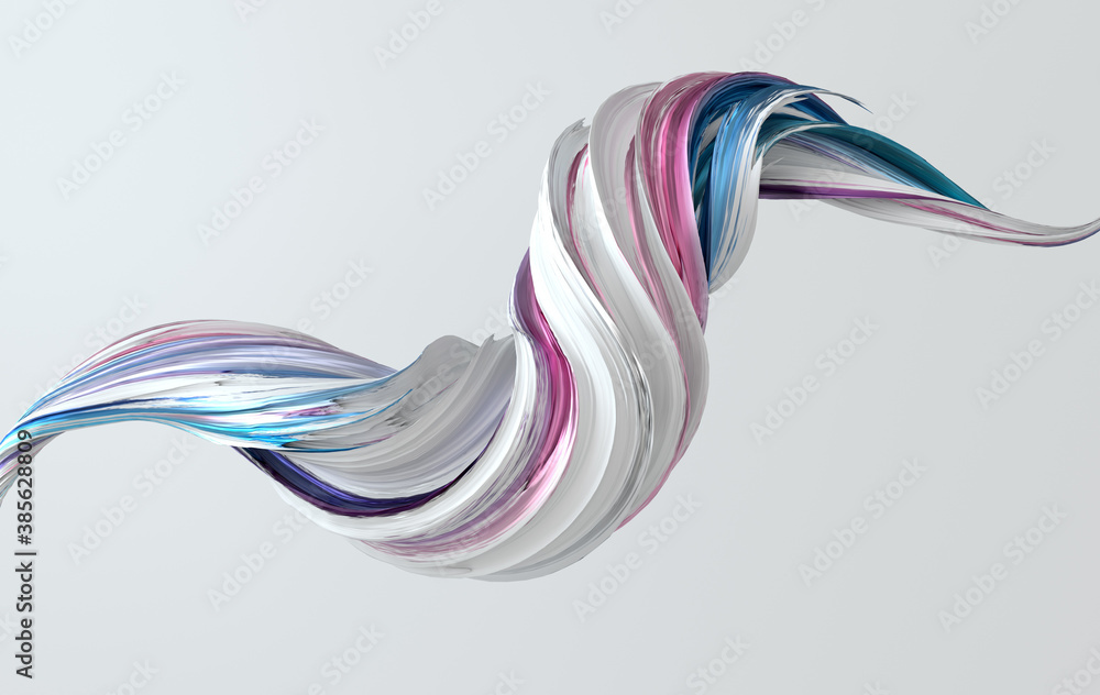 Aufkleber colorfull dynamic abstract twisted shape. 3d render vawe, spiral. computer generated geometric illus