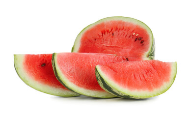 Delicious ripe cut watermelon isolated on white