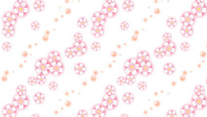 pink background with cherry blossoms drawings pattern