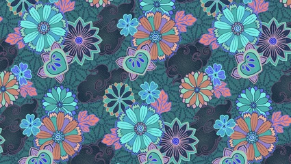 Fotobehang pattern with flowers © Azzam