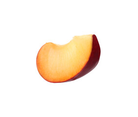 Naklejka na ściany i meble Slice of ripe plum isolated on white