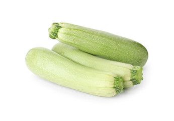 Raw green ripe zucchinis isolated on white
