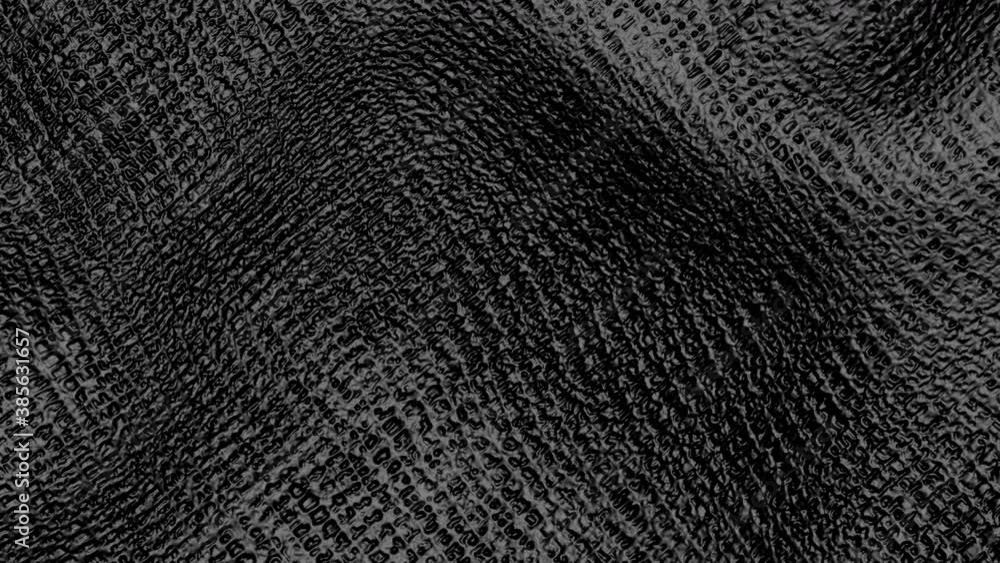 Poster abstract black surface with deformed texture. animated wave background. 3d render