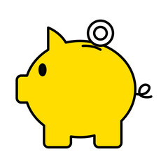 piggy bank icon, line and fill style