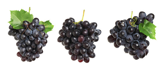 Set of fresh grapes on white background. Banner design