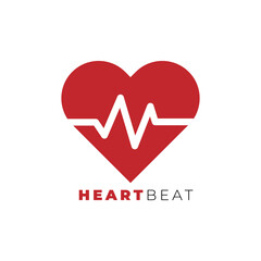 Heartbeat or heart beat pulse flat vector icon for medical apps and websites