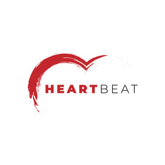 Heart Beat Logo. Grunge Red Heart icon . Perfect logo design . Vector grunge red heart shape.