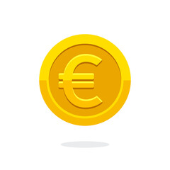 Coin icon. Vector money symbol. Bank payment symbol. Euro sign. Euro coin. Golden coin. Finance. Currency symbol. Game coin. Wealth symbol. Success. Cash. Currency exchange.