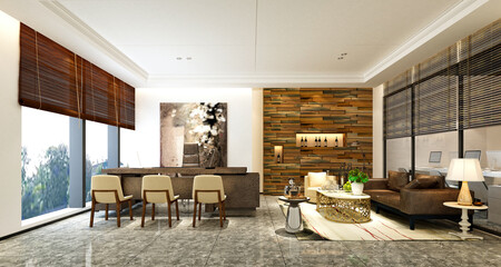 3d render of office, working room