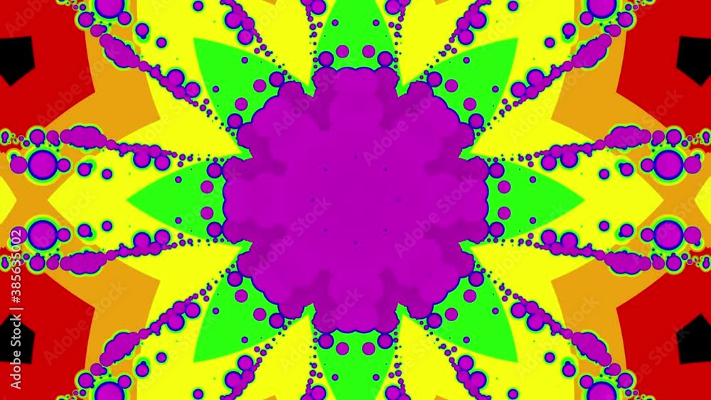 Poster loop abstract animated background. moving multicolored kaleidoscope ornaments. 3d render