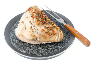 Meat dishes, grilled turkey with seasonings and spices.