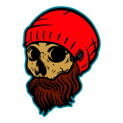 Sailor skull with beard vector illustration isolated on white background  