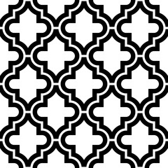 Seamless pattern with ogee ornament. Oriental traditional ornamentation with repeated rounded shapes. Window tracery wallpaper. Grid motif. Digital paper, textile print, web design. Vector art image.