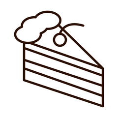slice sweet cake with fruit line icon style