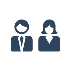 Business man and woman simple icon