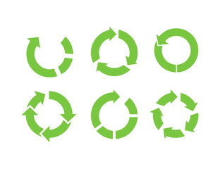 Green round recycle icons set