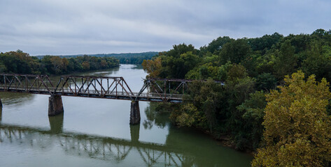 Fototapeta premium Aerial view of the railroad trestle
