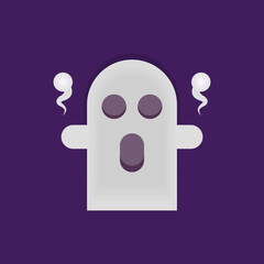 illustration of a white ghost cute but scary. basic style. halloween element design. transparent. can be used for icons