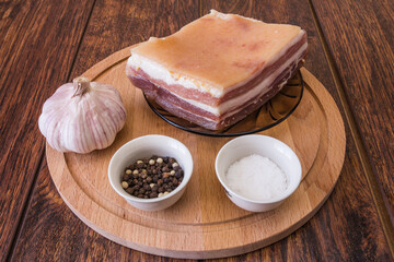Salted lard,garlic and spices (pepper and salt)