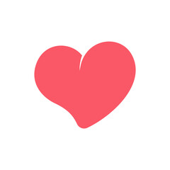 Simple cute red heart leaning sideways icon. Flat vector illustration.