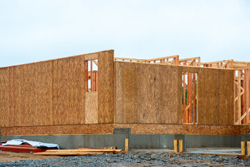 Fototapeta premium construction of a plywood house