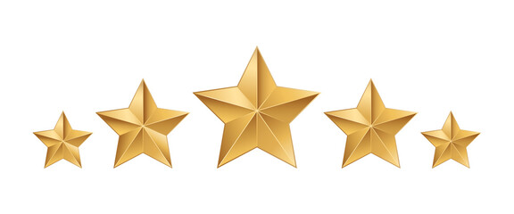 Stars rating icon set. Gold star icon isolated on a white background. Five stars customer product rating review flat icon for apps and websites. Vector illustration.