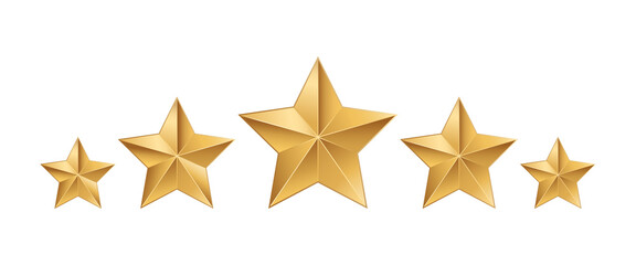 Stars rating icon set. Gold star icon isolated on a white background. Five stars customer product rating review flat icon for apps and websites. Vector illustration.