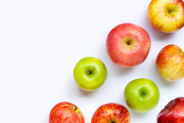 Ripe apples on white background.