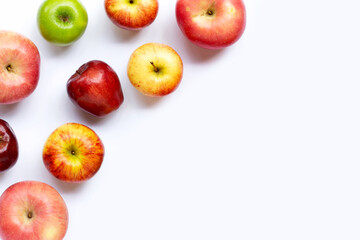 Ripe apples on white background.