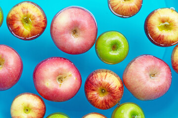 Washing fresh apples in the water