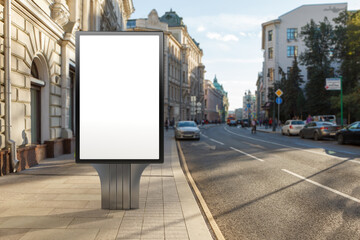 Advertising billboard stand mock up on the street.