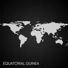 Dotted world map with marked Equatorial Guinea