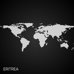 Fototapeta na wymiar Dotted world map with marked eritrea