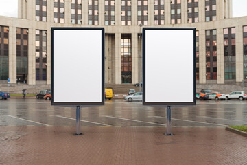 Advertising billboard stand mock up on the street.